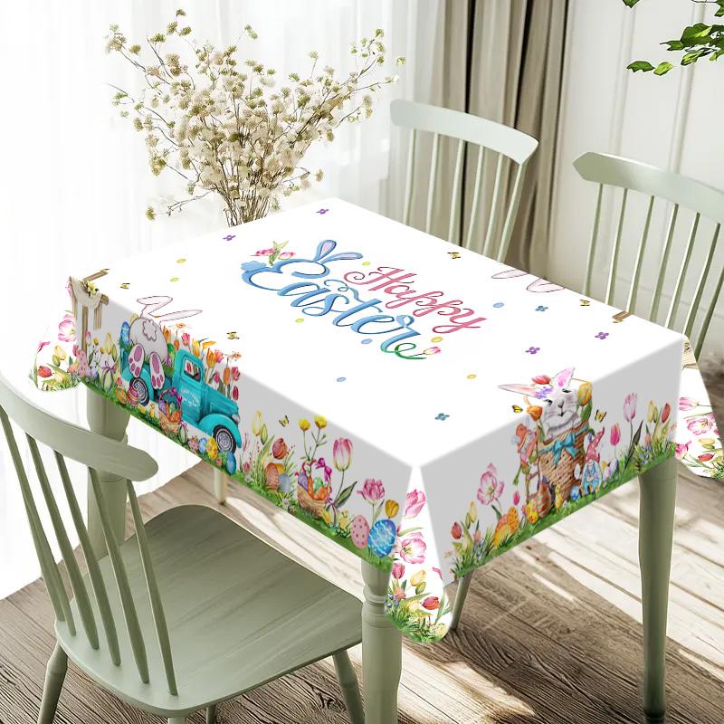 Easter Rectangle Tablecloth, Easter Eggs Design Tablecloth For Kitchen Dining Table Home Holiday Party Picnics & Dinners Decor