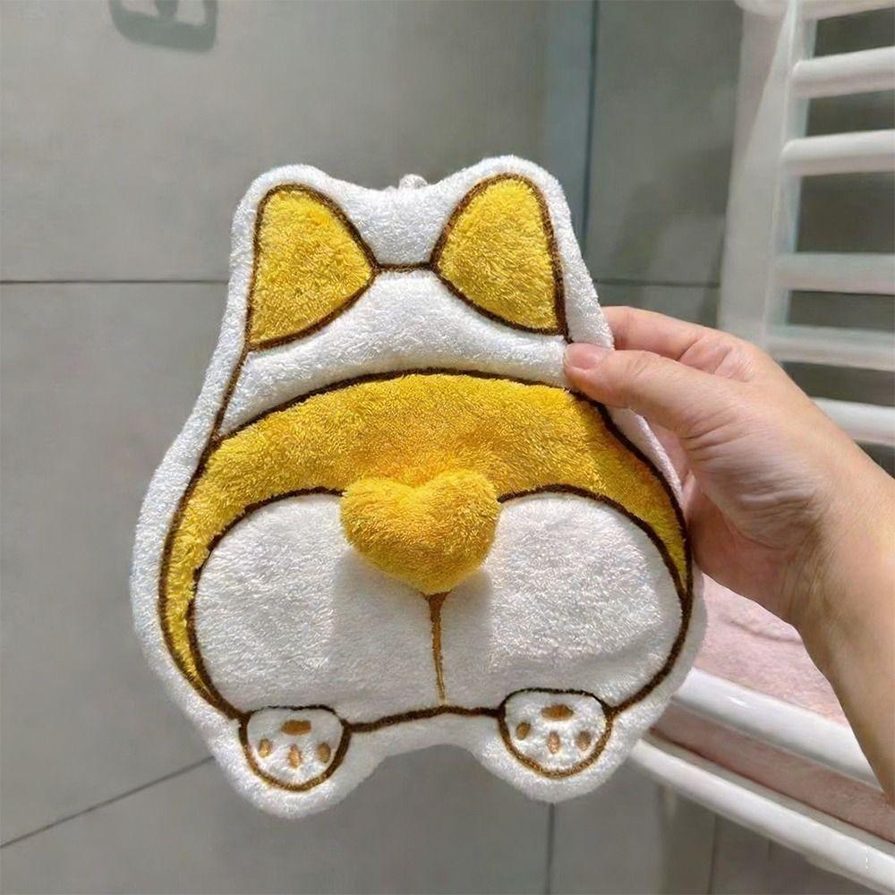 

Coral Fleece Cat Egg Hand Towel Strong Water Absorption Absorbent Towels Kitchen Bathroom Use Puppy