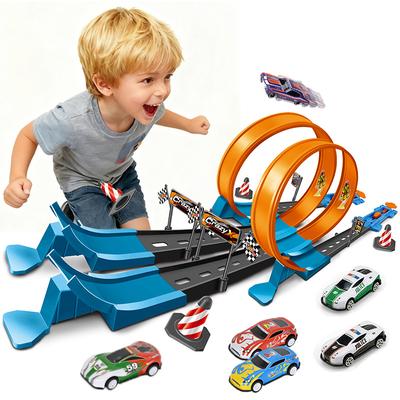 Children Hot Speed Stunt Track Car Toys Wheels Tracks Metal Racing Cars Games Flexible Ramp Assembled Catapult Rail Kits Boy Toy