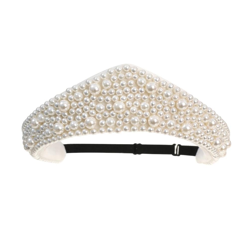 

Triangle Sponge Hairband Elegant Vintage Hair Accessories Pearl Rhinestone Hair Hoop Banquet Style 1