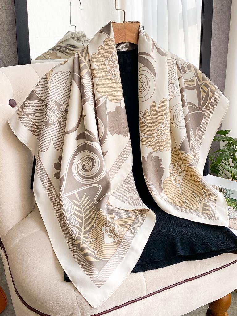 Luxury Square Scarf Design Shawl Wrap 90Cm Print Twill Silk Women Hijab Female Foulard Headband Bandana