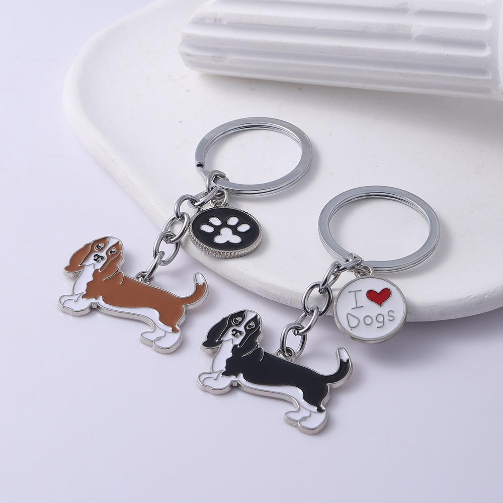 New Metal Cute Dachshund Dog Keychains Car Key Ring Pet Dogs Heart Tag Key Men Gift Pendant Best Friend Gifts Accessories