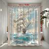 Sailing Ship Window View Shower Curtain Ocean Waves And Sky Scene Waterproof Easy To Install Enhance Your Space Non-Toxic