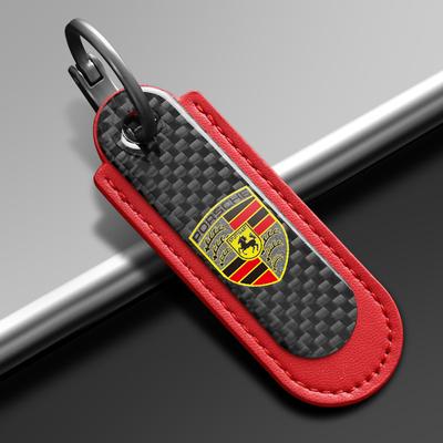 Carbon Fiber Car Keychain Emblems Key Pendant Keyring For Porsche Cayenne Panamera Macan 911 718 Taycan Boxster Cayman 918 Pajun