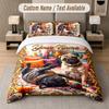Pug Theme Custom Text Or Name 3Pcs Bedding Set 1 Flat Sheet & 2 Pillowcases Personalized Home Bedding