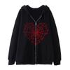 Cross-border new product spot skull wings hooded zipper sweater women's fleece thickened loose sports cardigan sweater women's