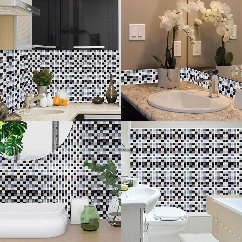 Elegant 10pc Kitchen Tile Stickers With Mosaic Pattern For Stylish Home Decor