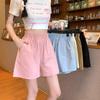 Women's Summer Lightweight Korean-Style Workwear Shorts: Straight-Leg, High-Waisted, Relaxed Fit, Slimming A-Line Wide-Leg Cropped Shorts