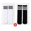 1/2/3Pairs Children Girls Knee High Cotton Socks Black White Three-Line Striped Running Sports Socks Football Golf Sports Socks