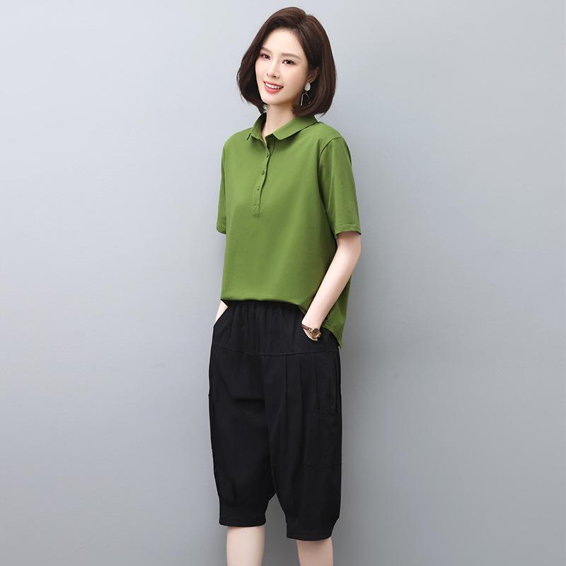 Women's Summer Fashion 2025: Casual Plus Size Two-Piece Set with Loose Fit Seven-Point Pants