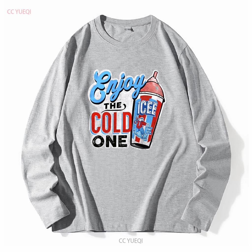Lizenziertes Genießen Sie das Kalte Icee Slushie Erwachsenen Rundhals T-Shirt lang- oder kurzärmelig Vintage Gewaschene Mode Weich Vielseitig