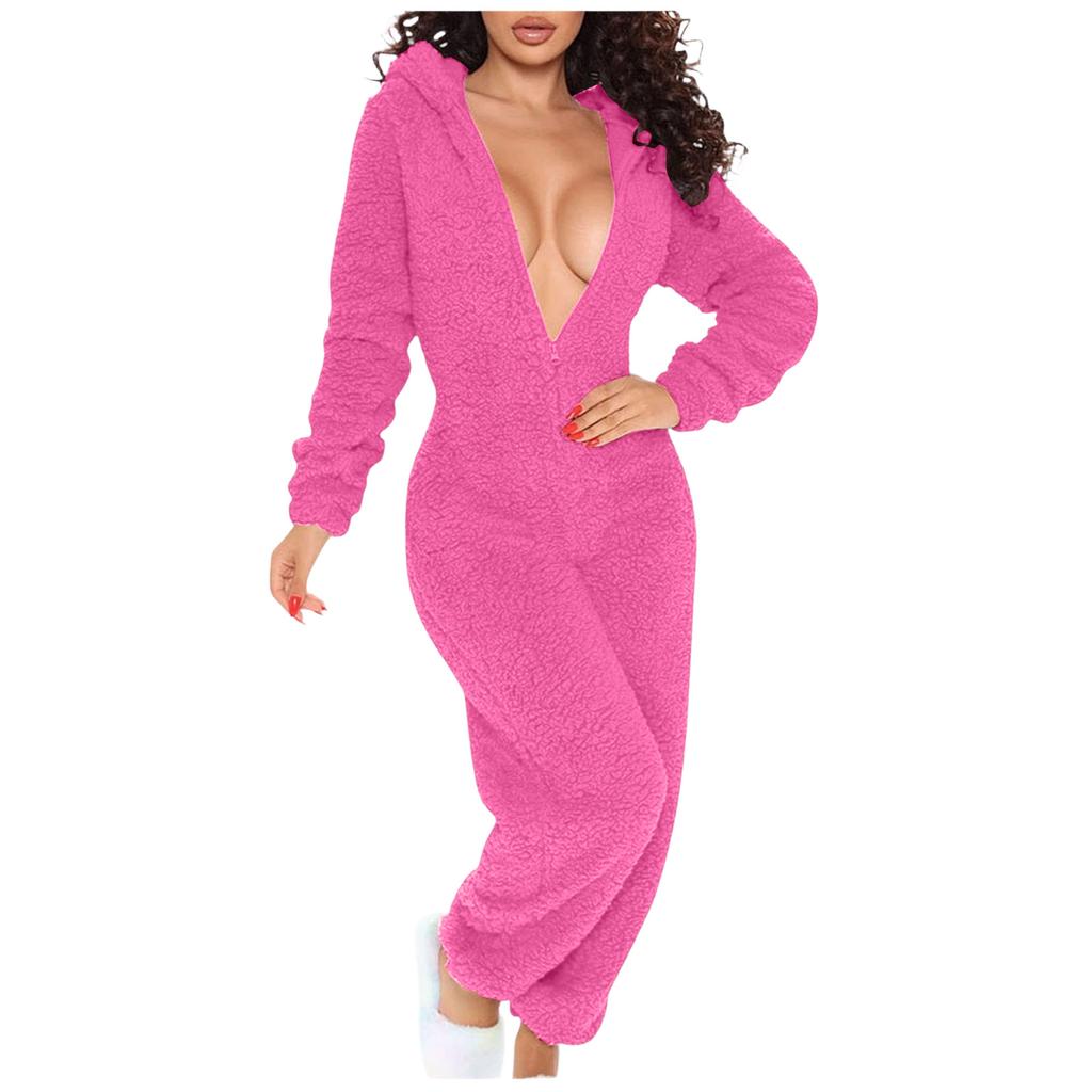 Women's Hooded Long Sleeve Pajama with Button Closure