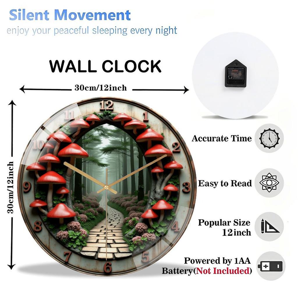 Educational 30x30cm Round Glass Wall Clock for Classroom Use with Clear Markings