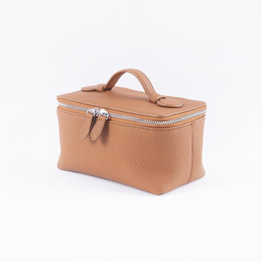 Handmade Cowhide Makeup & Toiletry Bag - Large Capacity, Portable Lipstick Storage