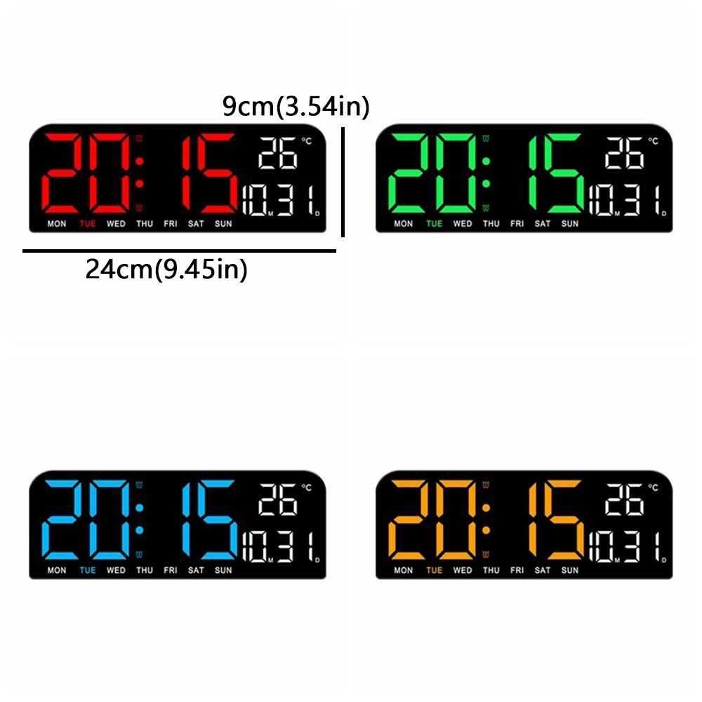 12/24H Format Large Digital Clock Date Week Alarm Clock Electronic Dual Alarms  Bedside Table