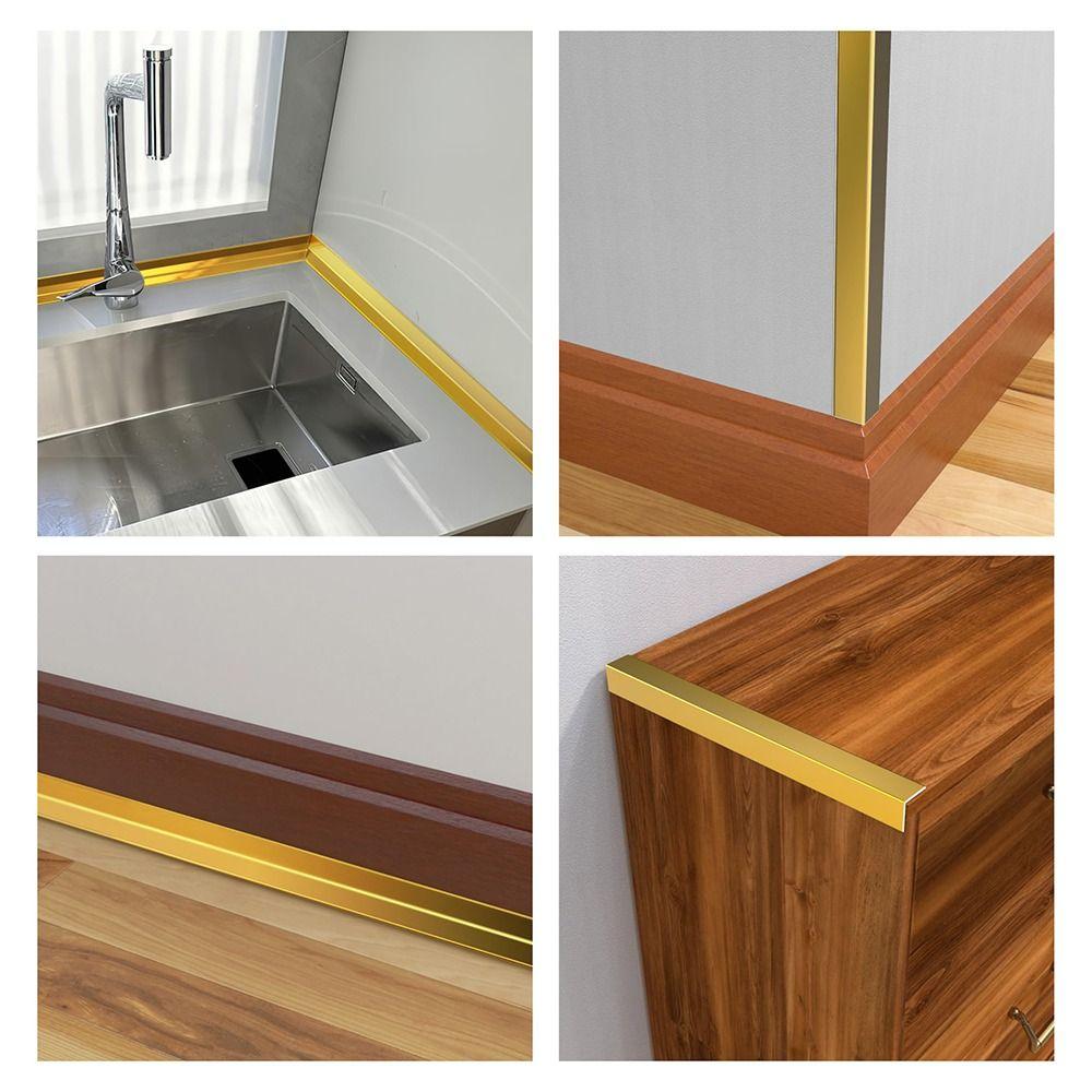 Peel and Stick Molding Trim Self Adhesive Flexible Floor Transition Strip L-Shaped 300cm Furniture Edge Bumper Inside & Outside