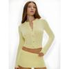 Autumn Dopamine Frankies American Sexy Round Neck Minimalist Shell Button Knitted Cardigan Silm Short Top