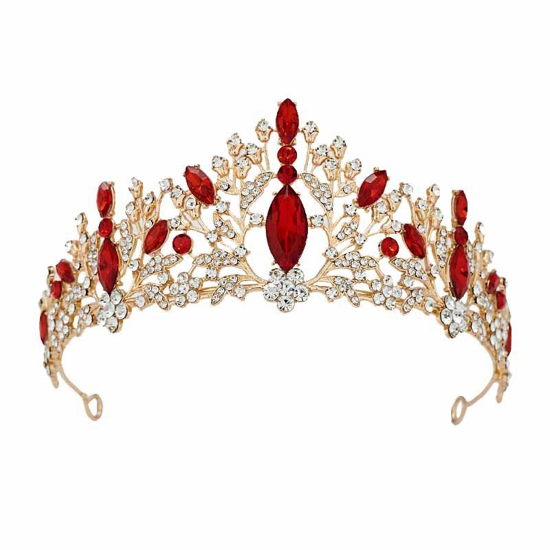 Colorful Rhinestone Bride's Crown Retro Style  Golden Wedding Design  Alloy Crown Headwear  Dress Accessories