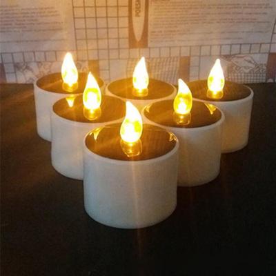 Yellow Solar Power Led Candles Flameless Electronic Solar Led Tea Lights Lamp