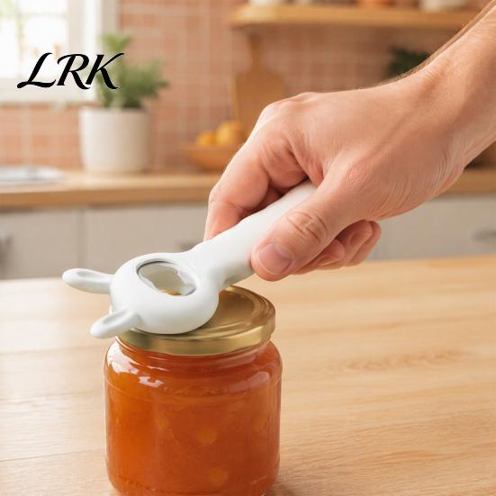 Portable Can Opener for Camping Bunny Shaped Bottle Opener, Multifunctional 4 in 1 Manual Cap Remover, Easy Grip Lid Comfortable Handle Kitchen Gadget