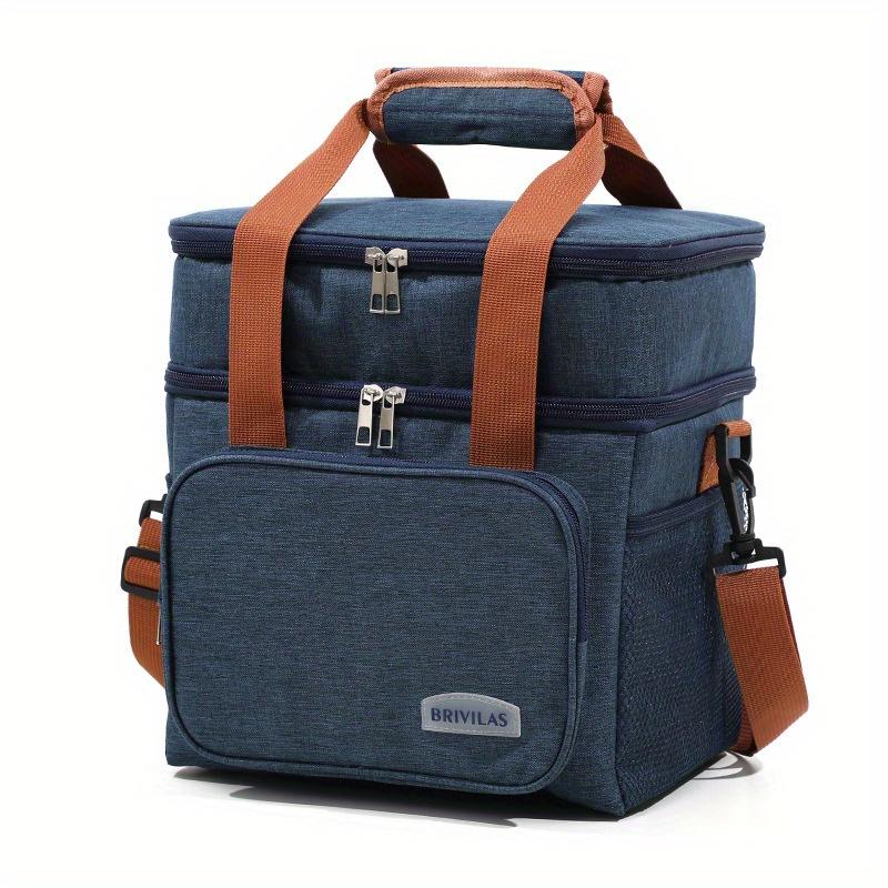 

Thermal Insulated Lunch Box Cooler Shoulder Crossbody Bag with Padded Strap, Durable Lunch Tote Bag for Office, Picnic, Camping темно-синього кольору