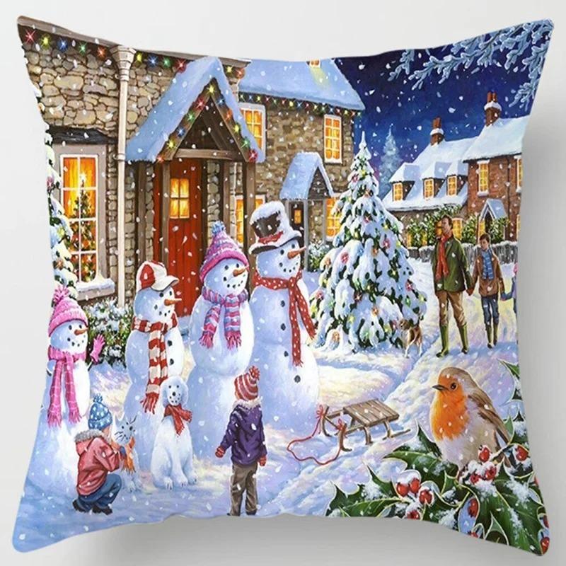 

Наволочки с рождественской тематикой Аксессуары для автомобиля Офис Санта-Клаус Гостиная Диван Домашние наволочки 45x45cm