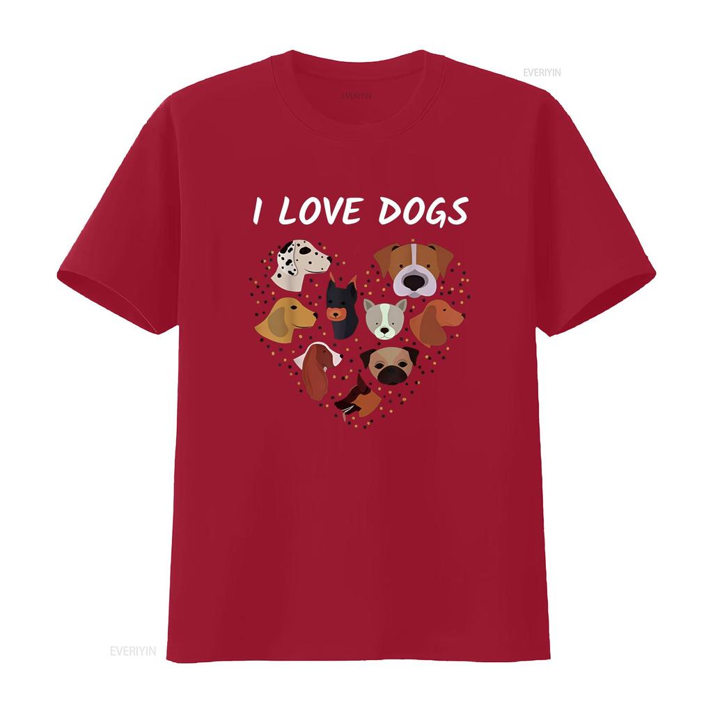 Kocham Psy Pies Serce Miłośnik Slogan Koszulka vintage Prana Codzienny Wygodny Rozciągliwy Unisex Top Do Codziennego Noszenia