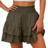 Womens Summer High Waist Ruffle Skirt Cute Flowy  Skirt Casual Comfy Elastic Shorts Wrap Beach Shorts