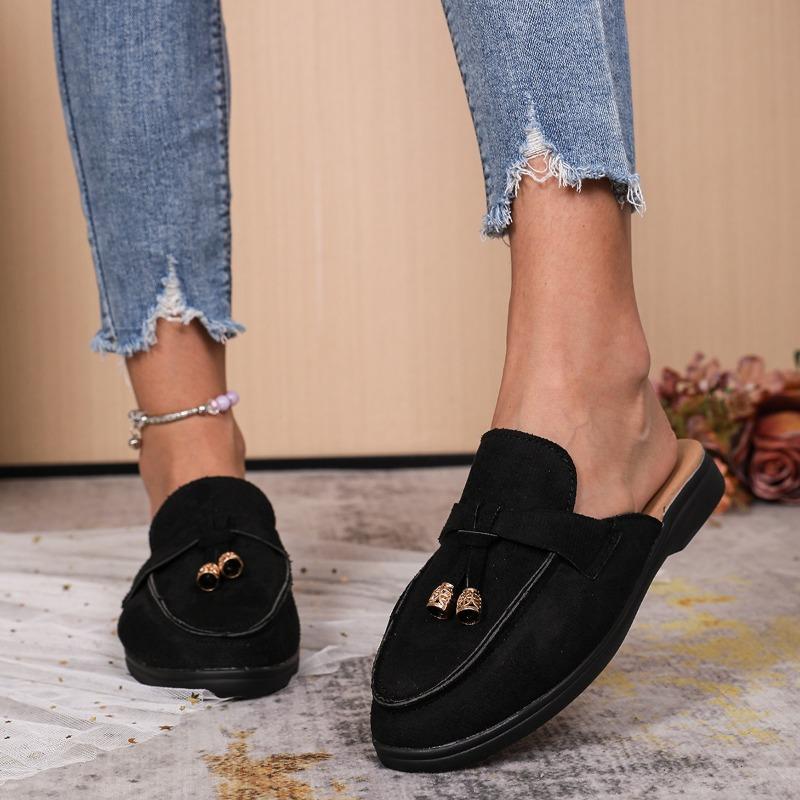 Women's Spring New Women's Wrap Head Half Drawback Wearing One Pedal Muller Lazy Shoes Casual Half Drawback