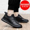 Men's Leather Sneakers Elevator Shoes Black Slip On Height Increasing Shoes Men Luxury 6/8CM Fashion Lift Casual Shoes