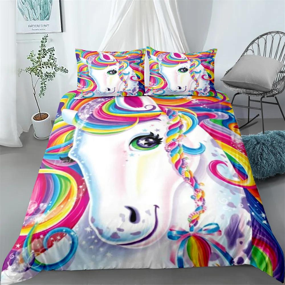 

Популярный комплект пододеяльников Unicorn Single Twin Double Queen King Super King Size Комплект постельного белья EU Twin(135x200cm)