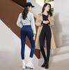 Lady Casual Street Slim Bleistifthose Damen Skinny Hose Solid Black Button Pocket Hose