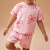 Girl Summer Outfit Twopiece Cotton Cartoon Dress Set For Kids