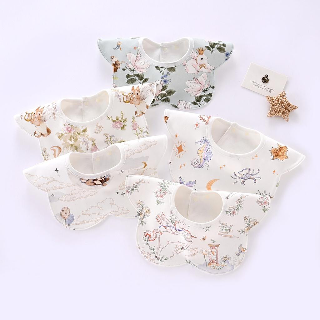 Customized Baby Double-Layer Combed Cotton Bib Saliva Towel Waterproof Spitting Up Bib Newborn Snood Swand Swivel Eating Pocket