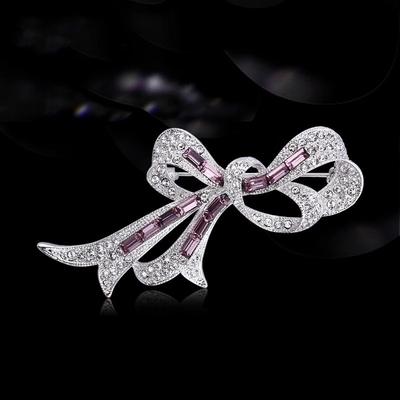Spilla Fiocco, Semplice e Versatile di Alta Gamma da Donna, Corsage di Cristallo, Spilla dal Senso di Design di Nicchia