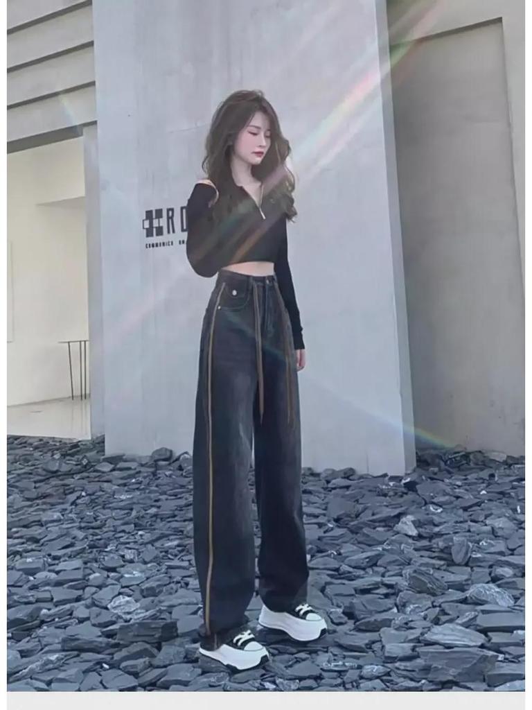 2024 High Waist Wide Leg Jeans for Pear-Shaped Plus Size Women - Slimming and Comfortable Fit for Spring and Autumn