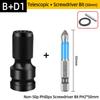 PH2 Phillips Screwdriver Bits Cross Head Magnetic 50/100/150mm Hand Tool 1/2” Square To 1/4” Hex Wrench Socket Adapter Converter