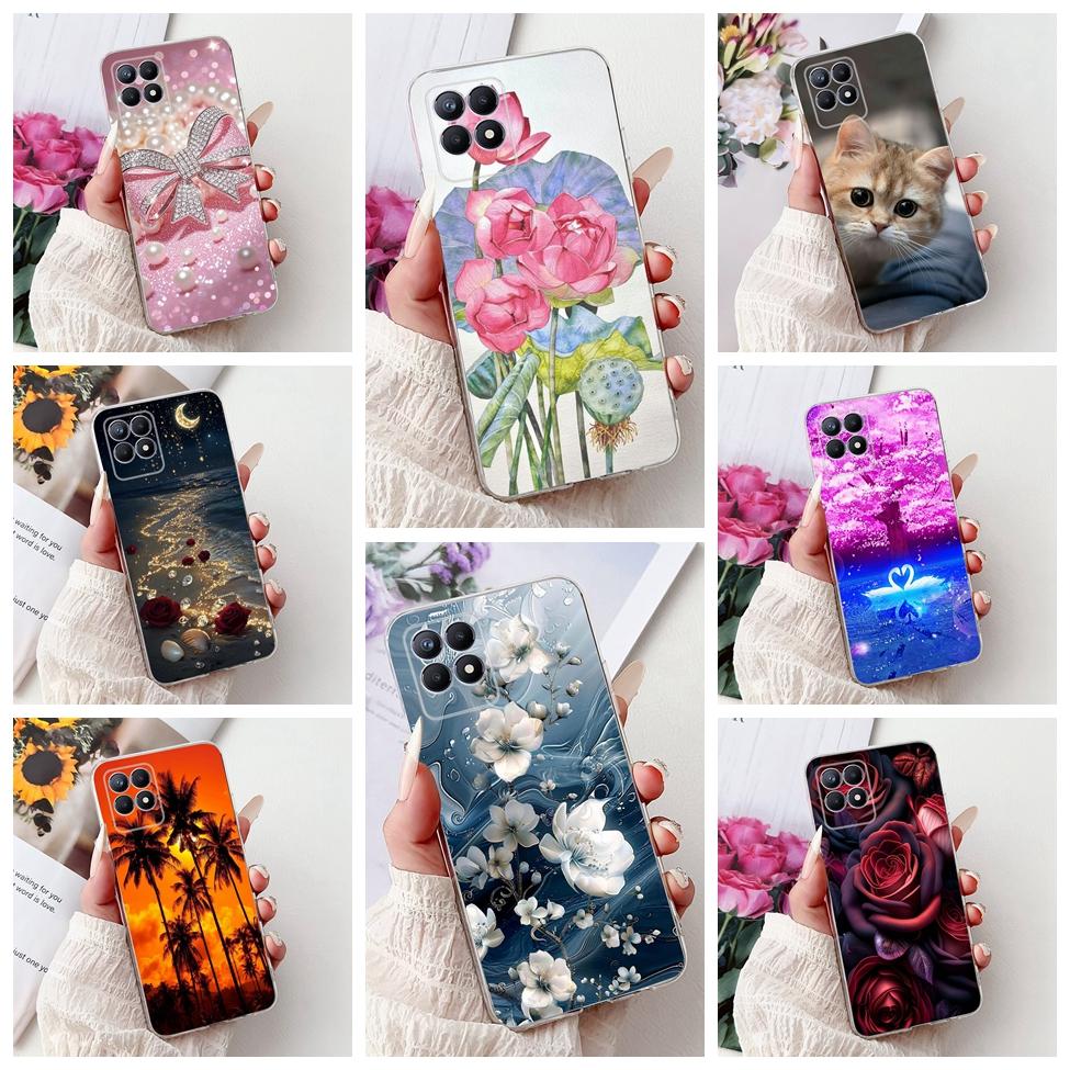 Clear Cover For Realme 8i Case RMX3151 Luxury Butterfly Love Flowers Cool Painted Phone Case For Realme Narzo 50 RMX3286 Cover