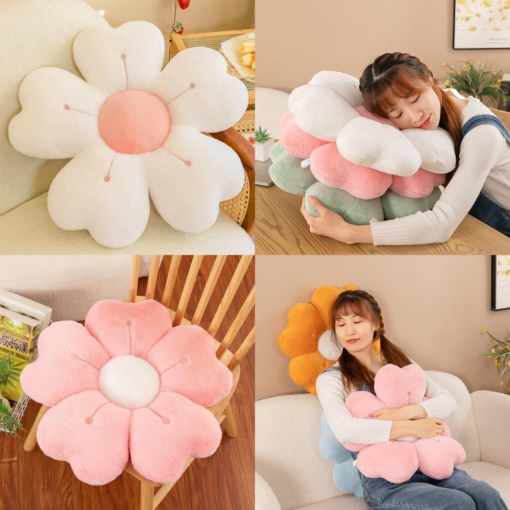 Luxurious Rabbit Hair Plush Daisy Cushion For Office Home Decor Support Pillow