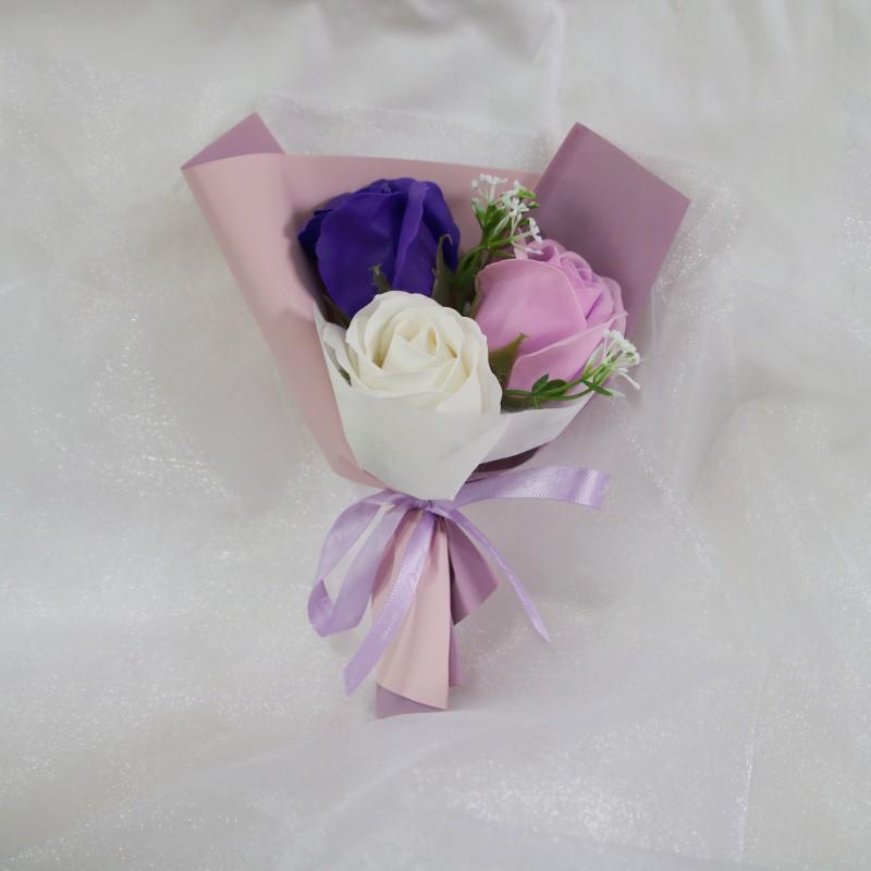 Triple Scented Rose & Sunflower Soap Flower Gift Set for Women – Perfect for Qixi and Valentine s Day фиолетовый
