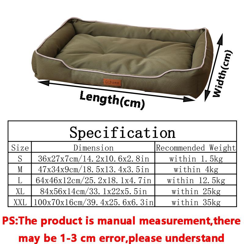 Four Season Square Dog Bed for Large Dog Mattress Bite-resistant Cat Bed Soft Thickened Dog Bed Waterproof Sofa Pet House