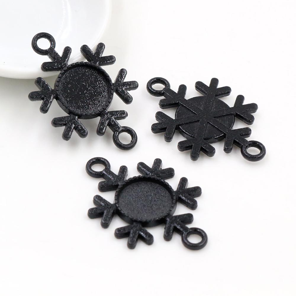20pcs 12mm Inner Size Antique bronze Black Silver Plated Fashion Style Cabochon Base Cameo Setting Charms Pendant