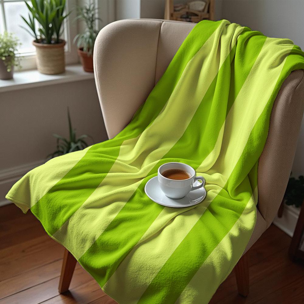 Yellow-Green Vertical Stripe Lightweight Microfiber Soft Christmas Fleece Blanket Warm Cozy Throw For Bed Sofa Office All Season