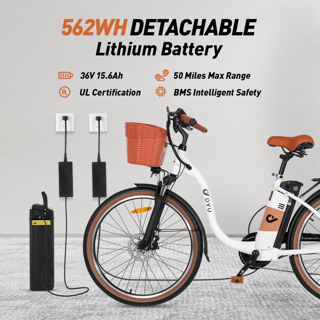DYU C6 PRO Long Distance Electric Commuter Bike | 72km Range, 36V 15.6Ah Battery - 250W Motor, 26-inch All-terrain Tires