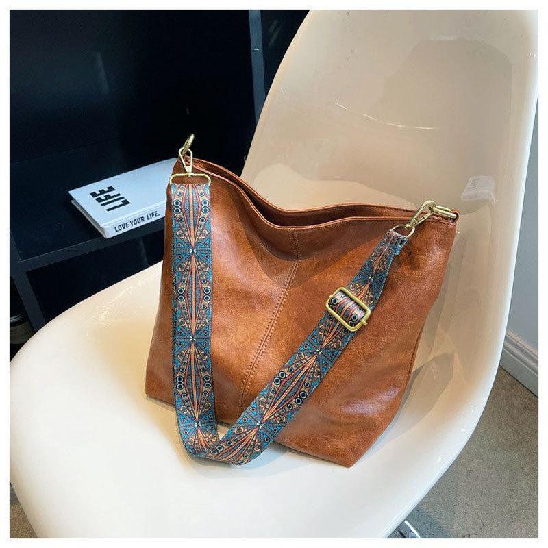 European & American Fashion Women's Retro PU Leather Shoulder Crossbody Bucket Bag