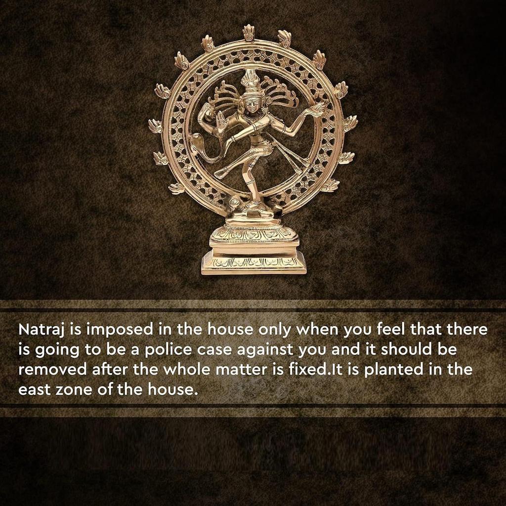Brass Natraj Statue | Height-21 Cm Aprrox. | Vastu Idol for Home and Office | Zonal Placement-E/NW |