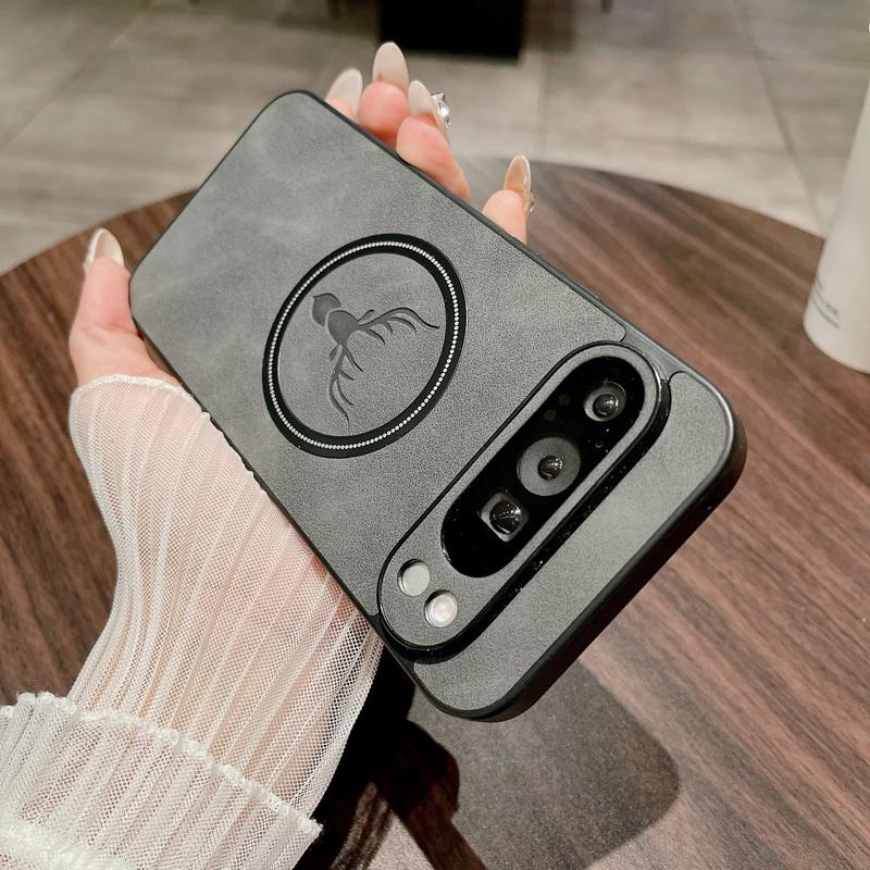 

Тонкий мягкий кожаный чехол с рисунком оленя для Google Pixel 9 Pro XL 8A 8 7 Pro 7A, однотонный матовый ударопрочный чехол из термополиуретана с беспроводной зарядкой и магнитным креплением Google Pixel 9 темно-серого