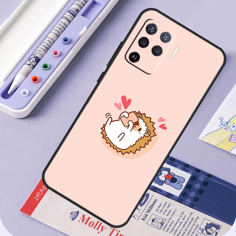 Kawaii Hedgehog Heart For Oppo A94 A74 A54 A15 A18 A38 A58 A78 A98 A40 A60 A80 A16 A76 A96 A57 A17 A77 A5 Pro Case