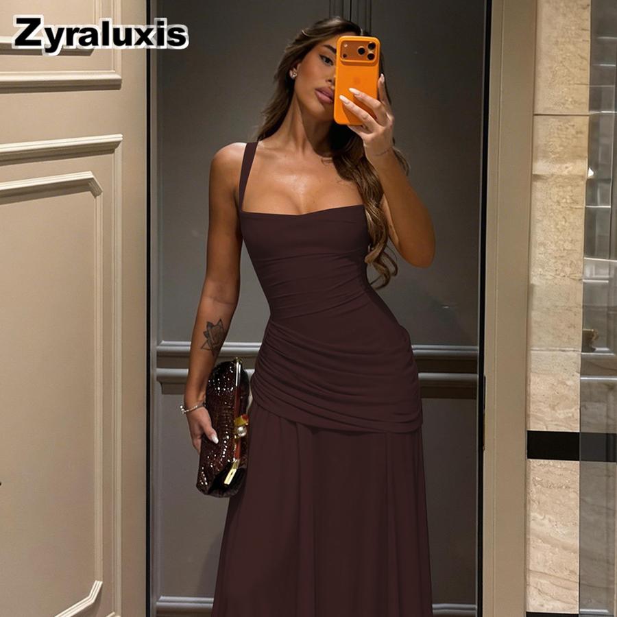 Modisches Neues Abendkleid Schlanke Passform Einfarbiges Design mit Rückenschleife Ärmellos Langes Bodycon-Kleid