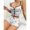 Sexy Sling Vest Pajamas Women's Suit Summer New Arrival Silm Slim Looking Fancy Heart Peach Pattern Homewear